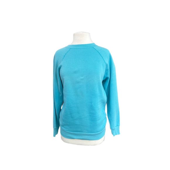 Vintage Bright Blue Unisex Crewneck Sweatshirt | No Size Label - Picture 1 of 6